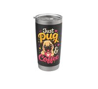 Just Pug and Coffee Cute Pug Mom Gift Stainless Steel Insulated Tumbler