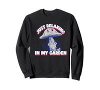 Just Relaxing In My Garden Funny Gnome Graphic Gardening Sweatshirt
