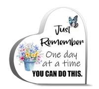 Just Remember One Day At A Time You Can Do This Acrylic Heart Shaped Plaque Desk Decorations Acrylic Heart Keepsake 4x4 inch