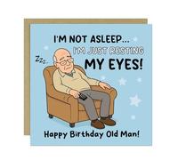 Just Resting My Eyes, Funny Birthday Card For Dad - Joke Card For Old Dad, From Daughter or Son - Happy Birthday Humourous, Novelty Cards For Him, 145x145mm With Kraft Envelope