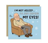 Just Resting My Eyes, Funny Birthday & Father's Day Card For Dad - Joke Card For Old Dad, From Daughter or Son - Novelty Humourous Cards, 145x145mm With Kraft Envelope