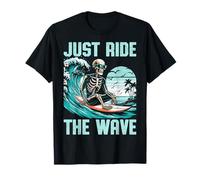 Just Ride The Wave Surfing Skeleton Tropical T-Shirt