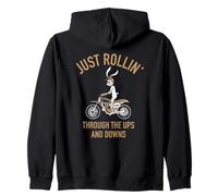 Just Rollin’: Bunny Off Road Motocross Art for Men and Women Zip Hoodie