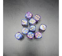 Just Rolling 6's 10-Pack 16mm D6 Polyhedral Dice Set 6-sided Acrylic Die for RPG MTG DND Dice Table Board Games (Black-Green) (BLUE/PURPLE)