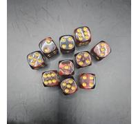 Just Rolling 6's 10-Pack 16mm D6 Polyhedral Dice Set 6-sided Acrylic Die for RPG MTG DND Dice Table Board Games (Black-Green) (RED/BLACK)