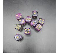Just Rolling 6's 10-Pack 16mm D6 Polyhedral Dice Set 6-sided Acrylic Die for RPG MTG DND Dice Table Board Games (Black-Green) (PURPLE/BLACK)