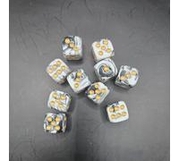 Just Rolling 6's 10-Pack 16mm D6 Polyhedral Dice Set 6-sided Acrylic Die for RPG MTG DND Dice Table Board Games (Black-Green) (WHITE/BLACK)