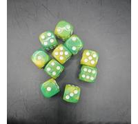 Just Rolling 6's 10-Pack 16mm D6 Polyhedral Dice Set 6-sided Acrylic Die for RPG MTG DND Dice Table Board Games (Black-Green) (GREEN/LIGHT GREEN)