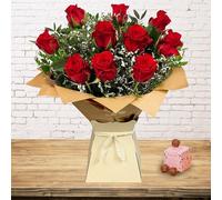 Just Roses - Red Bouquet - Fresh Flowers Delivered Next Day with Prime - Hand-Tied Red Rose Arrangement (+ Champagne Truffles)