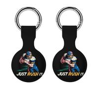 Just Rush It Football Player Silicone Case Compatible with AirTag Holder Cover with Keychain Ring