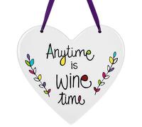 Just Saying Anytime Is Wine Time Ceramic Heart Shaped Hanging Plaque Gift Idea 310610