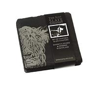 4 Slate Coasters - Highland Cow Selbrae House Dark Grey One Size