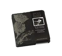 4 Slate Coasters - Thistle Selbrae House Dark Grey One Size