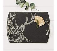 Just Slate JS/ST/SM/UB Medium Stag Serving Tray, Black