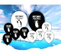 Just Smile and Wave Printed Latex Balloons, Black and White 10pc, Party Decorations Suitable for Air or Helium