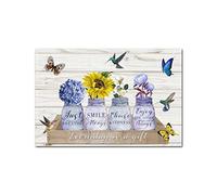 Just Smile Choose Joy Everyday is A Gift Wood Sign Classic Wall Plaque Funny Bright Pretty Sunflower Positive Wall Plaque Wood Decor Farmhouse Wall Hanging Plaque for Home Bedroom Living Room 8x12in