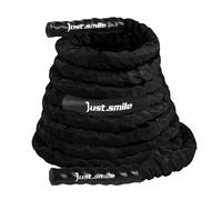 Just.smile Fitness Battle Rope, 30ft Length, 1.5" Diameter, Heavy-Duty Nylon, Multicolored (Black, Green, Blue), Battle Rope for Home Gym and Workout