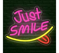JUST SMILE Neon Sign Letter Led Word Light Up Signs Lamp Dimmable Neon Sign for Wall USB Light for Home Bedroom Living Room Kitchen Gifts