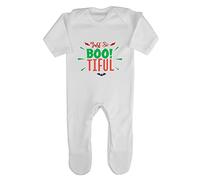 Just So Bootiful Beautiful Halloween Statement Baby Romper Jumpsuit with feet, 0-3 Months, White