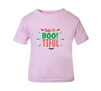 Just So Bootiful Beautiful Halloween Statement Short Sleeve Cotton Toddler t Shirt, 3-4 Years, Pastel Pink