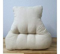 Just So Home Back Support Lumbar Cushion Faux Suede Pain Relief Armchair Car Office (Cream)
