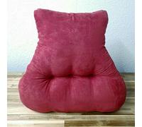 Just So Home Back Support Lumbar Cushion Faux Suede Pain Relief Armchair Car Office (Wine)
