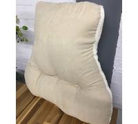 Just So Home Back Support Lumbar Cushion Sherpa Fleece With Faux Suede Reverse Pain Relief Armchair Car Office (Cream)