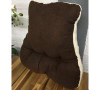 Just So Home Back Support Lumbar Cushion Sherpa Fleece With Faux Suede Reverse Pain Relief Armchair Car Office (Brown)