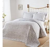 Just So Home Bella Grey White Brocade Jacquard Cotton Rich Matelasse Bedspread (Double)