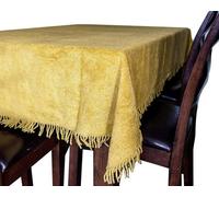 Just So Home Chenille 100% Cotton Fringed Decorative Traditional Tablecloth Non Iron (132Cm X 230Cm , Gold )
