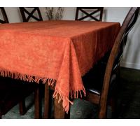 Just So Home Chenille 100% Cotton Fringed Decorative Traditional Tablecloth Non Iron (137Cm Round, Russett)