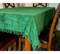 Just So Home Chenille 100% Cotton Fringed Decorative Traditional Tablecloth Non Iron (137Cm Square, Green)