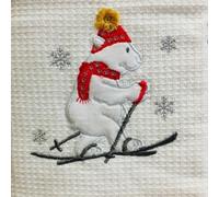 Just So Home Christmas Tea Towels Cloth Pack Of 2 Polar Bear/red & White 100% Turkish Cotton