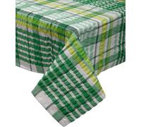 Just So Home Seersucker Tablecloth 100% Cotton Check Kitchen Dining Outdoor (50" X 50" 127Cm X 127Cm Green)