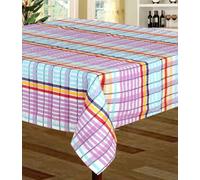 Just So Home Seersucker Tablecloth 100% Cotton Check Kitchen Dining Outdoor (50" X 50" 127Cm X 127Cm Sorbet)