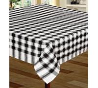 Just So Home Seersucker Tablecloth 100% Cotton Check Kitchen Dining Outdoor (50" X 70" 127Cm X 178Cm Black)