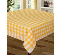 Just So Home Seersucker Tablecloth 100% Cotton Check Kitchen Dining Outdoor (50" X 90" 127Cm X 228Cm Gold)
