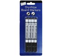 Just Stationary Dry Wipe Markers - Black (Pack of 4), 1001