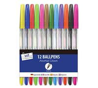 Just stationery 12 Multicoloured Ballpoint Pens, Assorted Colours, Count (Pack of 1)
