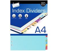 Just Stationery 20 A-Z A4 Paper Index Dividers (One Size) (Multicoloured)