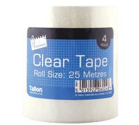Just stationery 25mm Clear Tape (Roll of 4) 6024