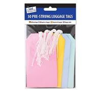 Just Stationery - 30 Pre Strung Mixed Colour Luggage Card Label Tags 135 x75mm