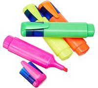 Just Stationery Chunky Neon Highlighters Pack of 4 Assorted Colours, none