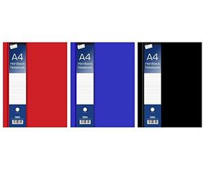 Just Stationery 6700 A4 Ruled Hardback Notebook, Pack of 3