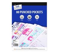 Just Stationery A4 Clear Plastic Punched Pockets (Pack Of 80) in White Just Stationery White