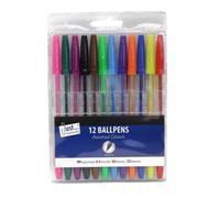Just Stationery Ballpoint Pen (Pack Of 12) Multicoloured (One Size)