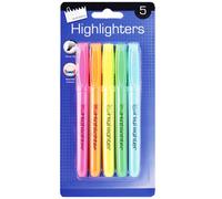 Just Stationery Bright Chisel Tip Highlighter Pens (Pack Of 5) Just Stationery Multicolor