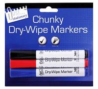 Just Stationery Chunky Dry-Wipe Board Markers (Pack Of 3) Multicoloured (One Size)