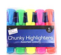 Just stationery Chunky Highlighter (Pack of 5), Blue/Green/Orange/Pink/Yellow, 4070/72