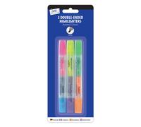 Just stationery Double Ended Highlighter - Assorted Colours (Pack of 3), 4068